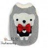 Pull Pretty Pet bow tie bear sweater gris
