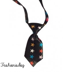 Cravate noire à étoiles multicolores