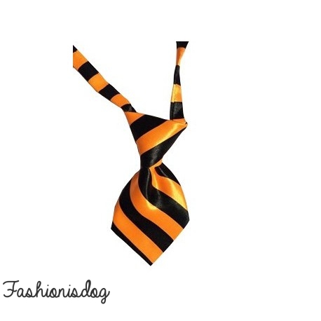 Cravate rayée orange et noire