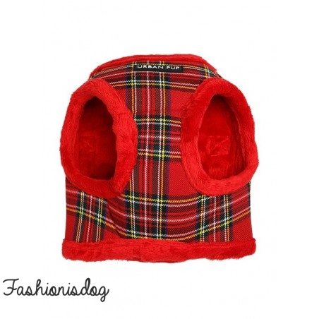 Harnais Urban Pup Luxury Fur tartan rouge