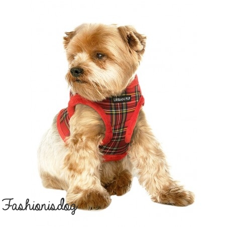 Harnais Urban Pup Luxury Fur tartan rouge