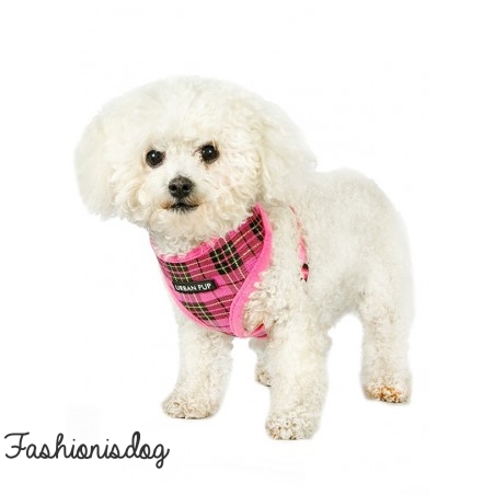 Harnais Urban Pup Luxury Fur tartan rose