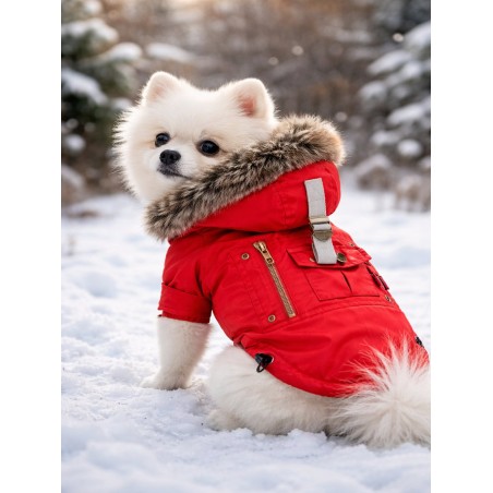 Manteau pour chien Coup d’État Puppia – Manteau chaud à capuche avec fourrure